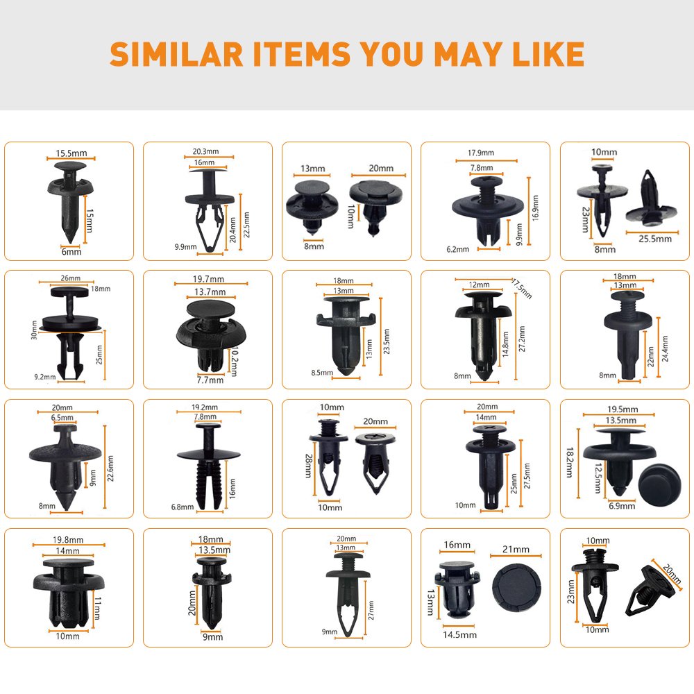 Wholesale 1240pcs universal nylon bumper clips plastic push retainer clips Fastener automotive plastic fasteners parts