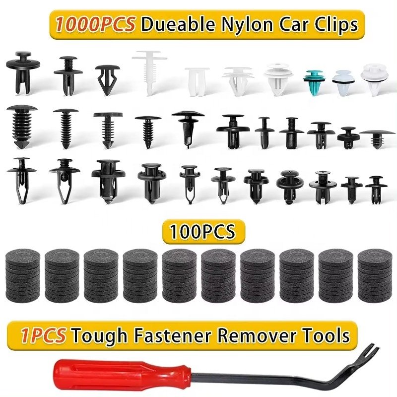 1000Pcs Mixed Plastic Nylon Auto Body Push Retainer Pin Rivet Bumper Door Trim Panel Fastener Car Clip