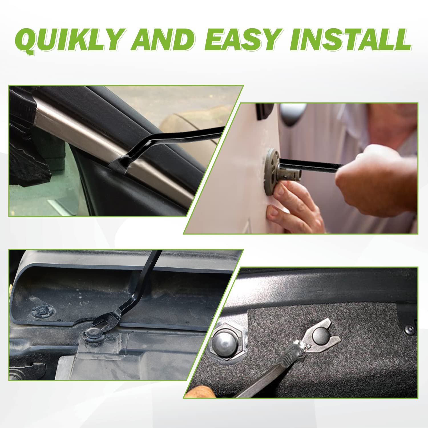 QEEPEI 4 Boxes car retainer clips plastic fasten Car Retainers Clips bumper retainer clips Grill Fender Door Rivets with tools