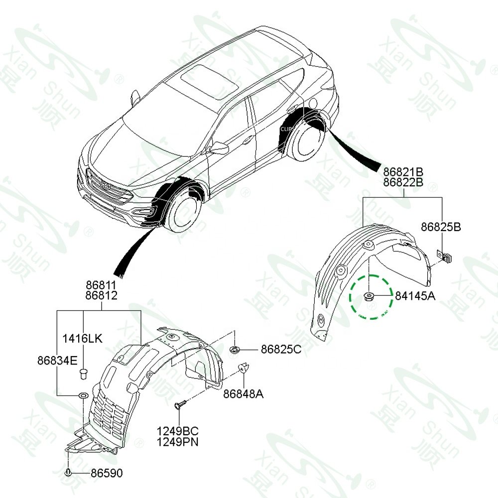 Xian Shun Screw Grommet Bolt Nuts 12mm Plastic Nut Fit For Hyundai 8414526000 Fender Liner Wheelarch Auto Fasteners and Clips