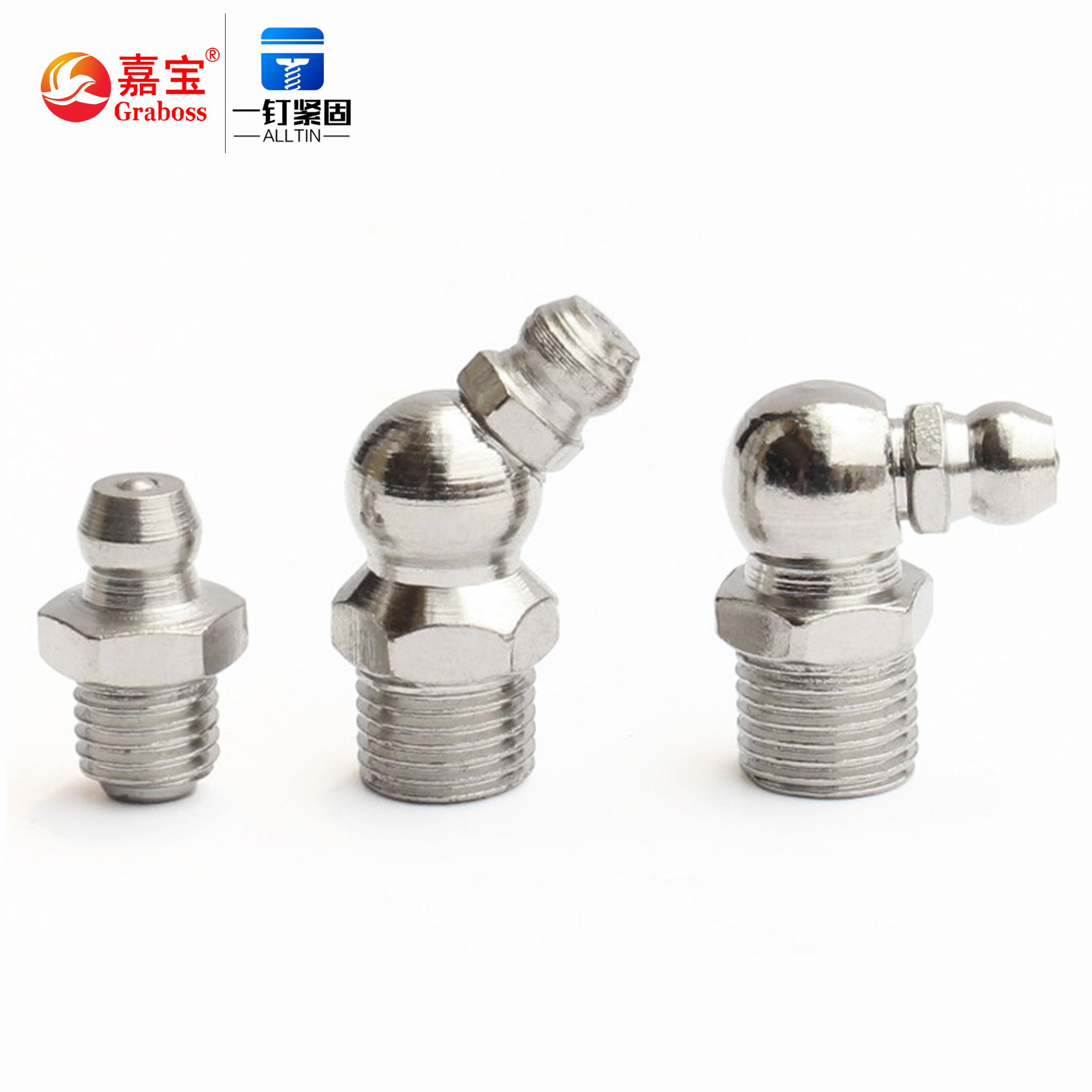 Screw Manufacturer M6M8M10 Nickle Plated Iron Excavator Accessories Straight 45 Degrees 90 Degrees Butter Grease Nipple