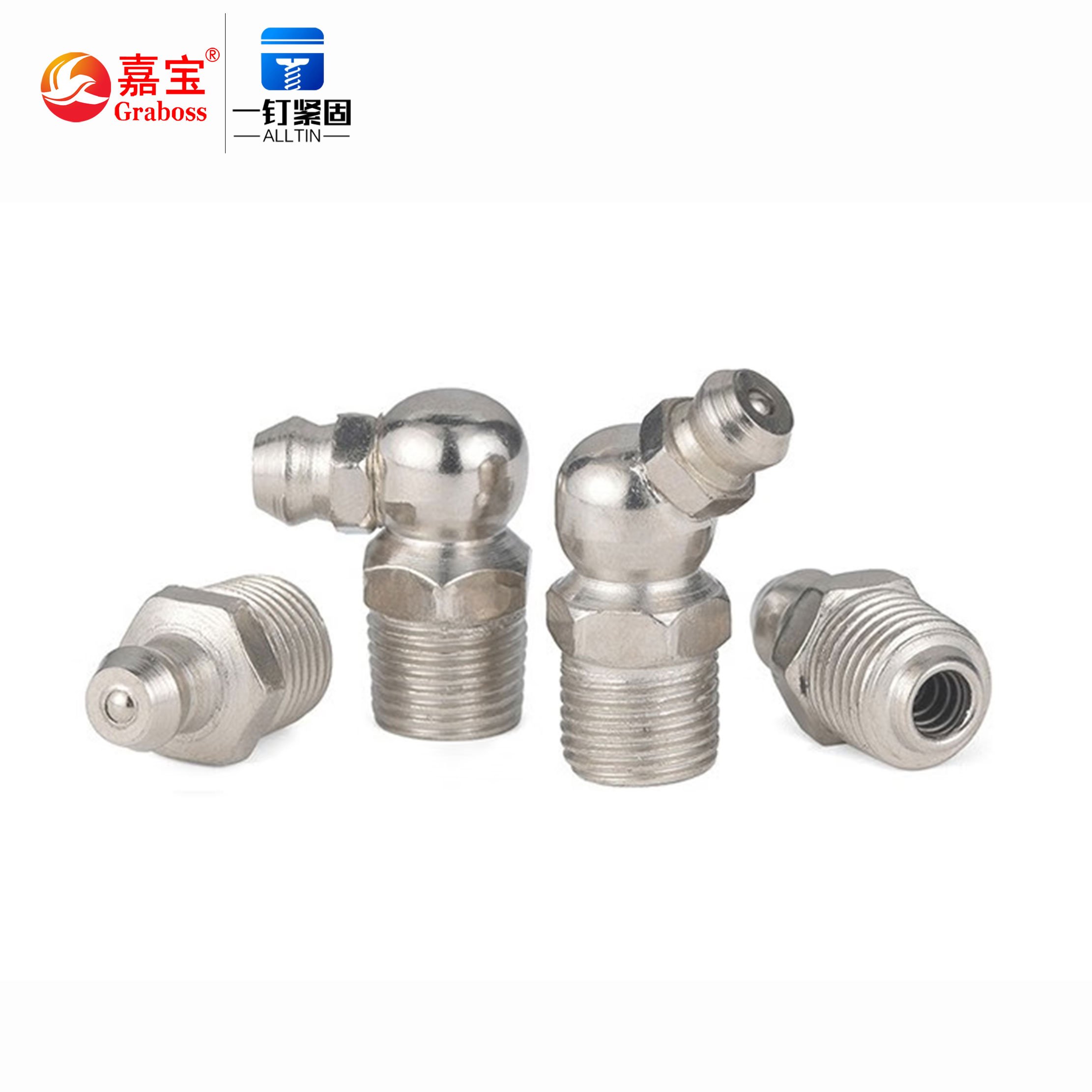 Screw Manufacturer M6M8M10 Nickle Plated Iron Excavator Accessories Straight 45 Degrees 90 Degrees Butter Grease Nipple