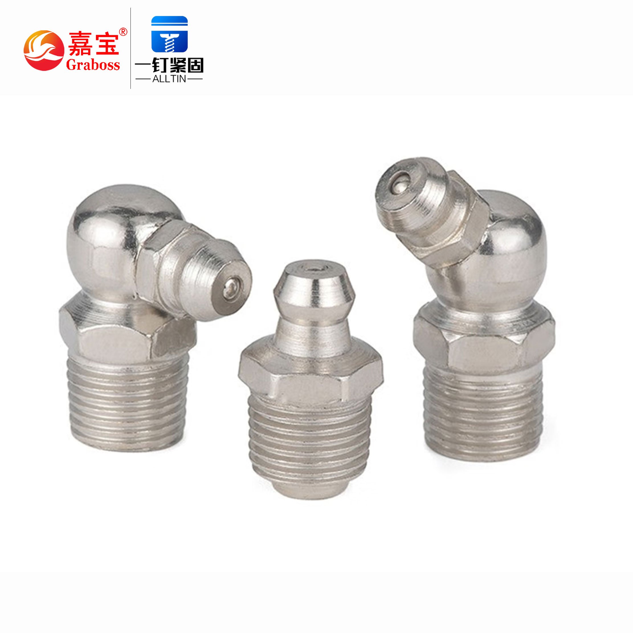 Screw Manufacturer M6M8M10 Nickle Plated Iron Excavator Accessories Straight 45 Degrees 90 Degrees Butter Grease Nipple
