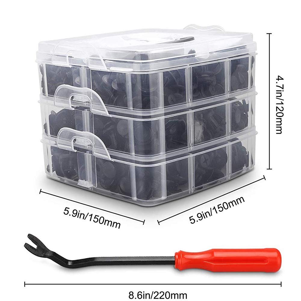 Topdrive 620Pcs Car Retainer Clips & Plastic Fasteners Kit Fender Rivet Most Popular Sizes Auto Push Pin Rivets Set