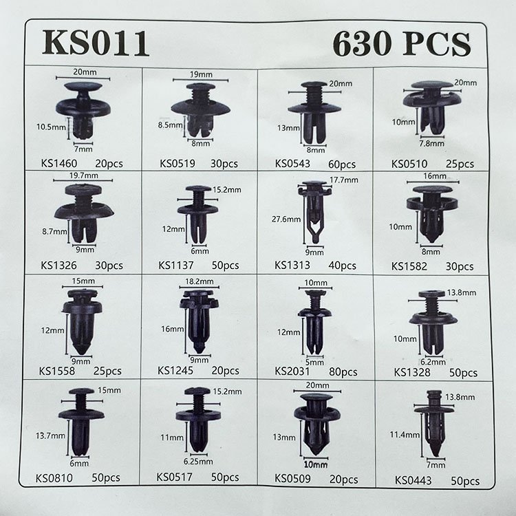 630 Pcs Car Retainer Hot Sale Car Retainer Clips Most Popular Sizes Auto Push Pin Clip Fastener Windscreen Car Clips Fasteners