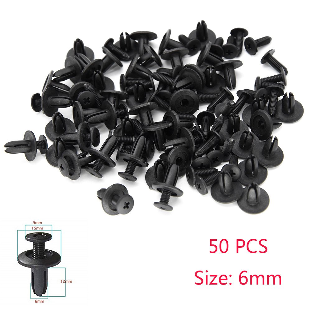 50pcs Auto Bumper Fastener 8mm 6MM Hole Rivet Retainer Push Engine Cover Car Door Trim Panel Clip Fasteners for Toyota for BMW