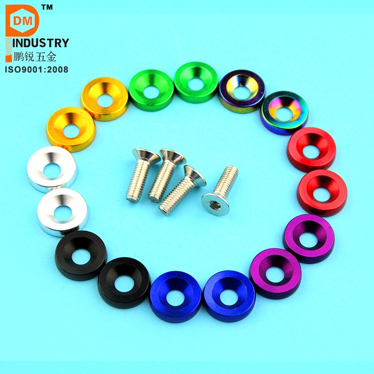 Anodied Color Countersunk Washers M6 JDM Modification Aluminum Fender Washer With Bolt