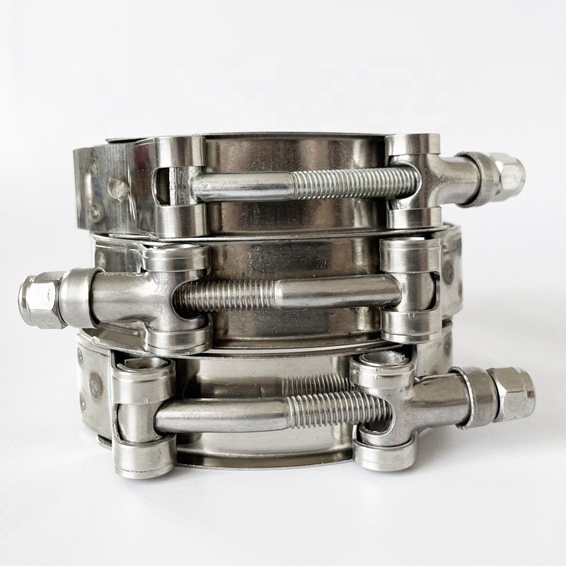 Stainless Steel Turbo Clamp T-Bolt Hose Clamps Reinforcement Spring for Pipes High Quality Pipe Clamps
