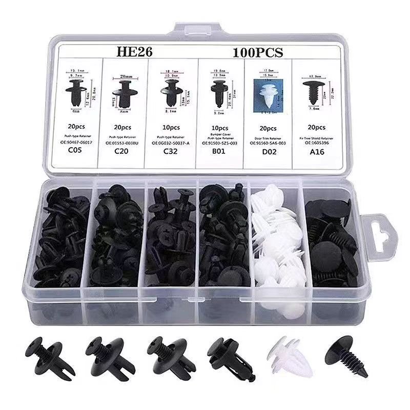 100pcs boxed clip car expansion screw plastic clip door panel fender sleeve box