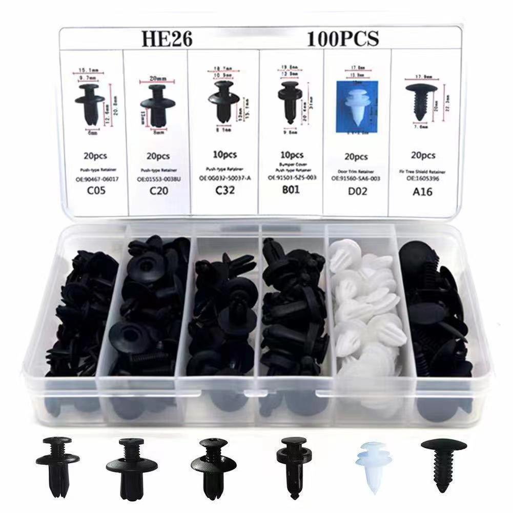 100pcs boxed clip car expansion screw plastic clip door panel fender sleeve box