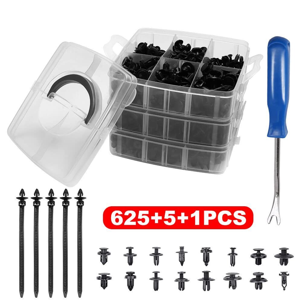 625pcs Box Buckle 16 Type Rivet Fasteners Expansion Screw Clip Buckle Car Retainer Clips Auto Push Pin Rivet Clip Buckle
