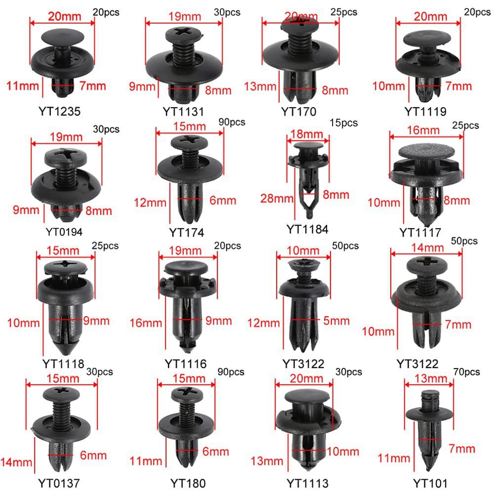 625pcs Box Buckle 16 Type Rivet Fasteners Expansion Screw Clip Buckle Car Retainer Clips Auto Push Pin Rivet Clip Buckle
