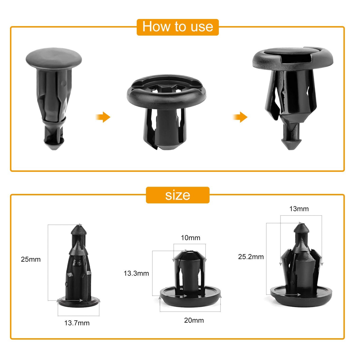 Fender Clips-91503-SZ3-003 40 Pcs Fastener Rivet Clips Nylon Bumper Automotive Furniture Assembly Expansion Screws Kit Auto