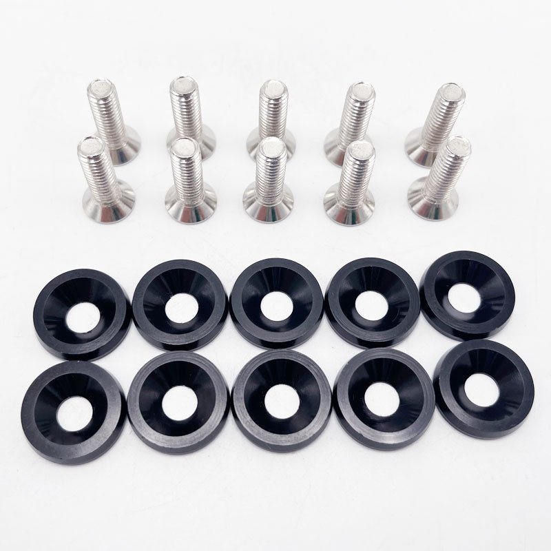 Hex Concave Screw CNC Billet Aluminum Fender Bumper Washer Bolt Engine Bay Dress up Kit M6 Car Auto Body Decorative Fastener