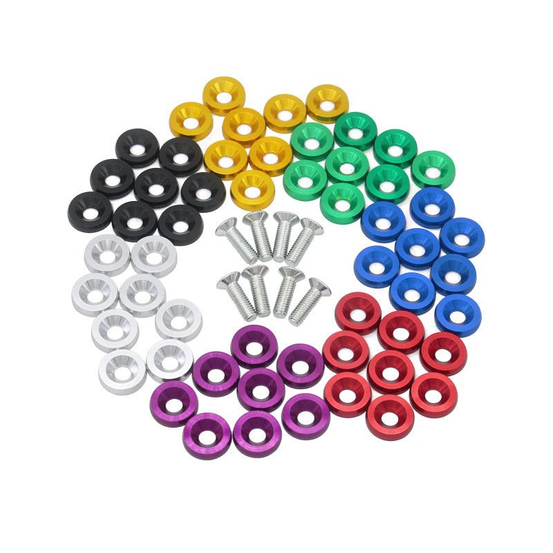 Hex Concave Screw CNC Billet Aluminum Fender Bumper Washer Bolt Engine Bay Dress up Kit M6 Car Auto Body Decorative Fastener