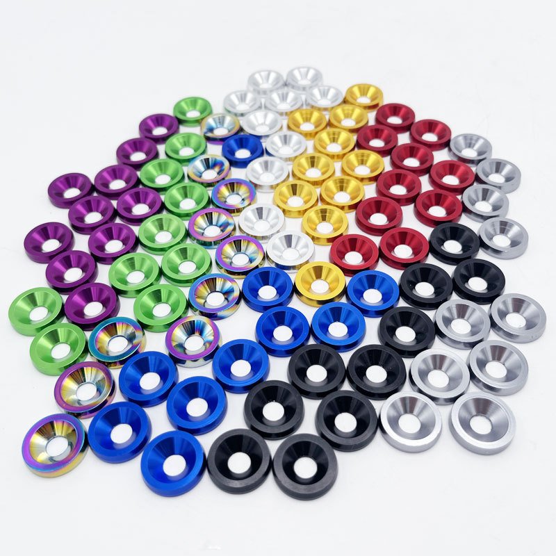 Hex Concave Screw CNC Billet Aluminum Fender Bumper Washer Bolt Engine Bay Dress up Kit M6 Car Auto Body Decorative Fastener