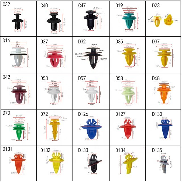 car nylon fasteners clips auto plastic push screw rivets