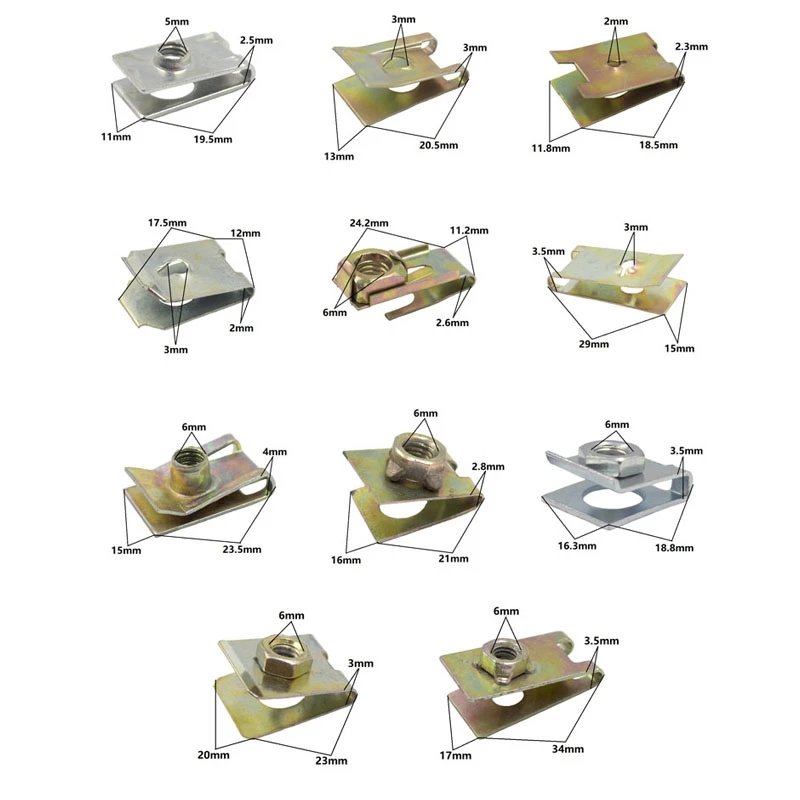 Universal Mixed Auto Car Self-tapping Screw Metal U-Type Base Iron Fender Bumper Leaf Board Fastener Clip