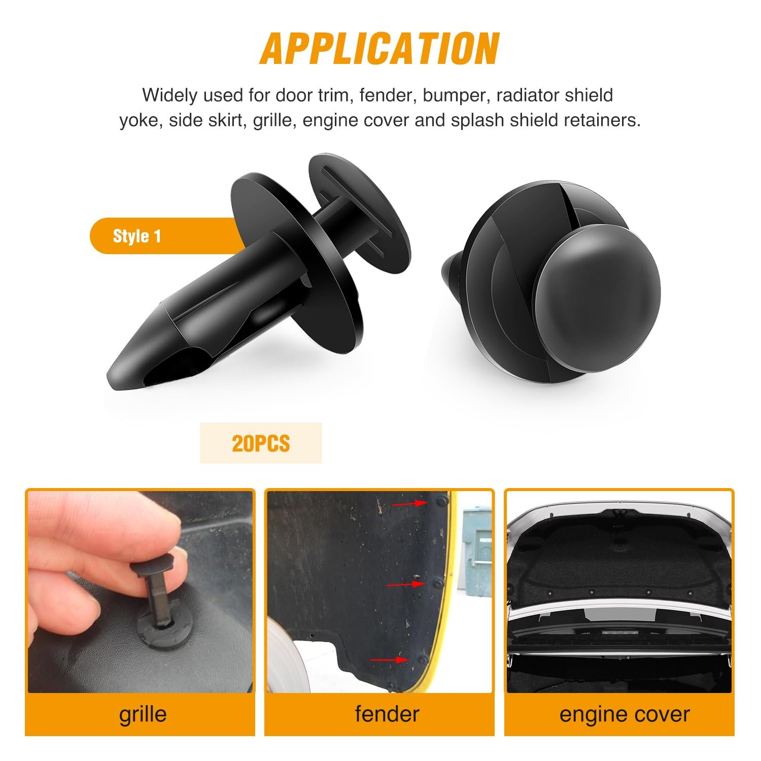 60Pcs Blind Rivet Fender Flare Rocker Moulding Bumper Shield Retainer Clip Assortment 6506007AA 68039280-AA 6030441