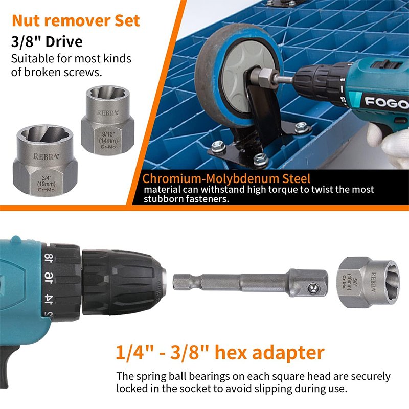 26-Piece Bolt Extractor Screw Extractor Set and Cobalt Drill Bit Set with Hex Adapter