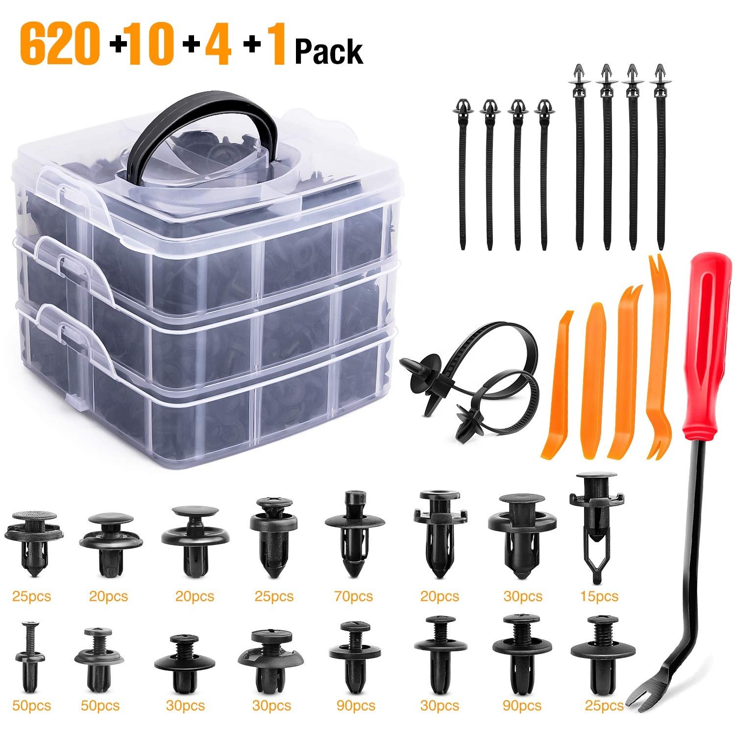 Customized 620 Pcs Car Retainer Clips Plastic Fasteners Kit