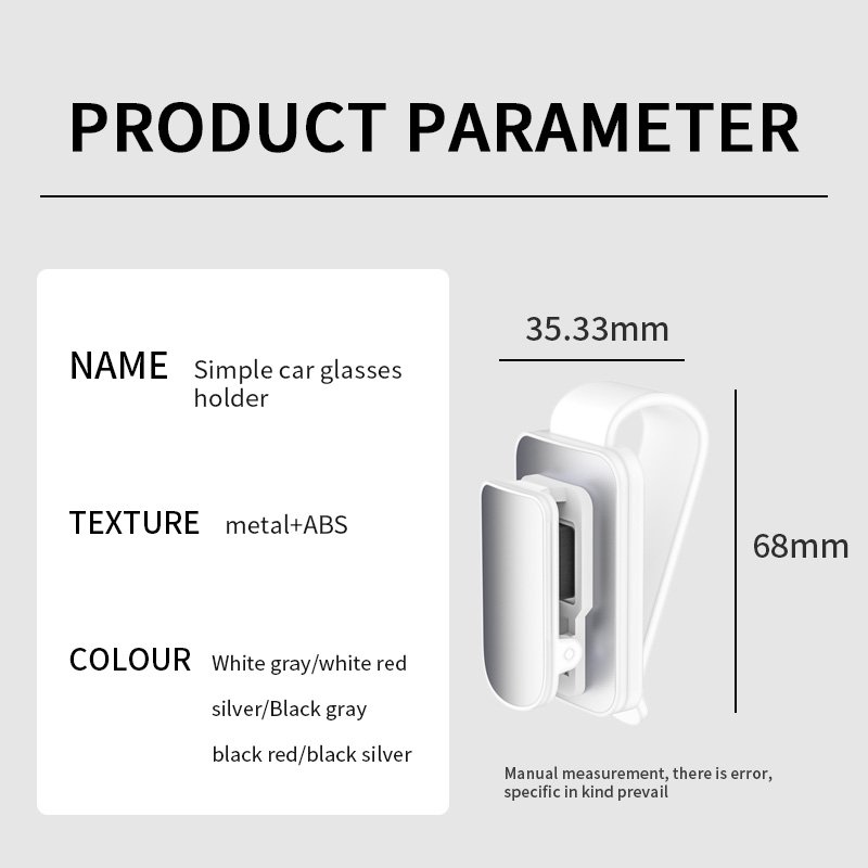 Portable ABS Stand Fastener CIP Eyeglasses Ticket Card Clamp Car Sun Visor Sunglasses Holder Black Fastener Convenient Car Use