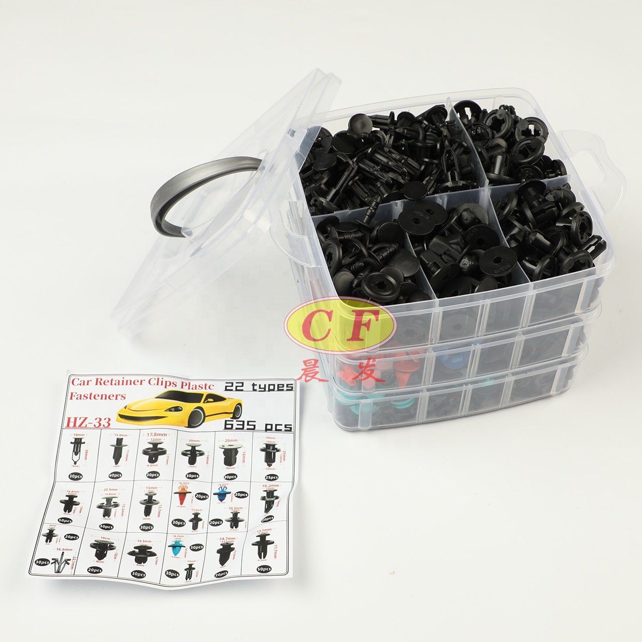 635 pieces of boxed automotive universal plastic interior bumper buckle fixing clip retainer plastic fasteners