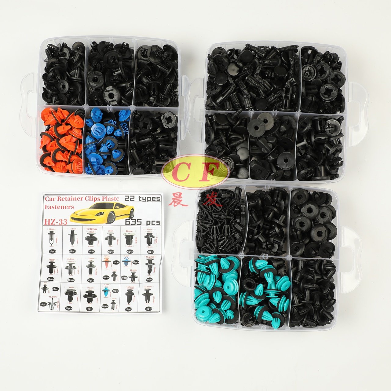 635 pieces of boxed automotive universal plastic interior bumper buckle fixing clip retainer plastic fasteners