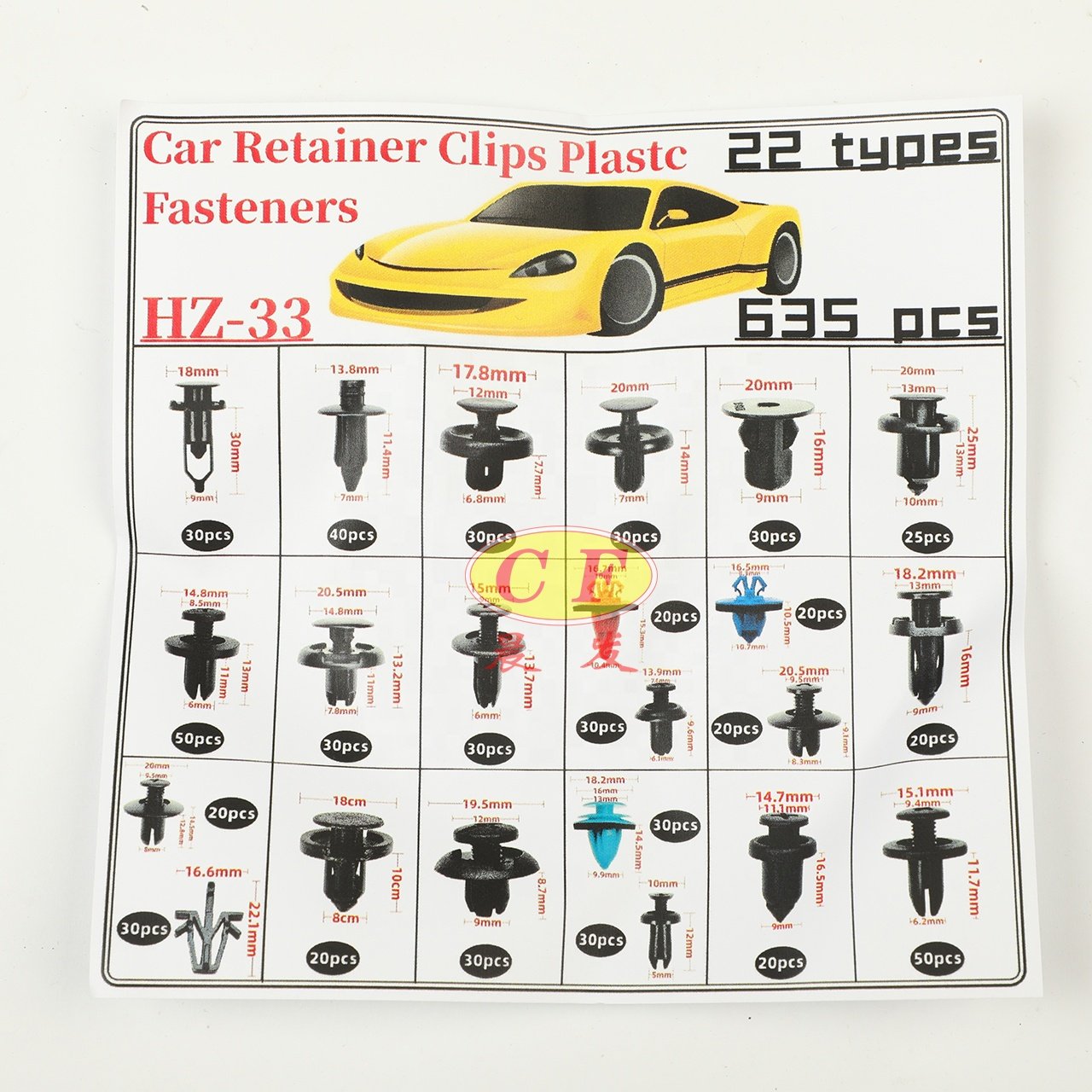 635 pieces of boxed automotive universal plastic interior bumper buckle fixing clip retainer plastic fasteners