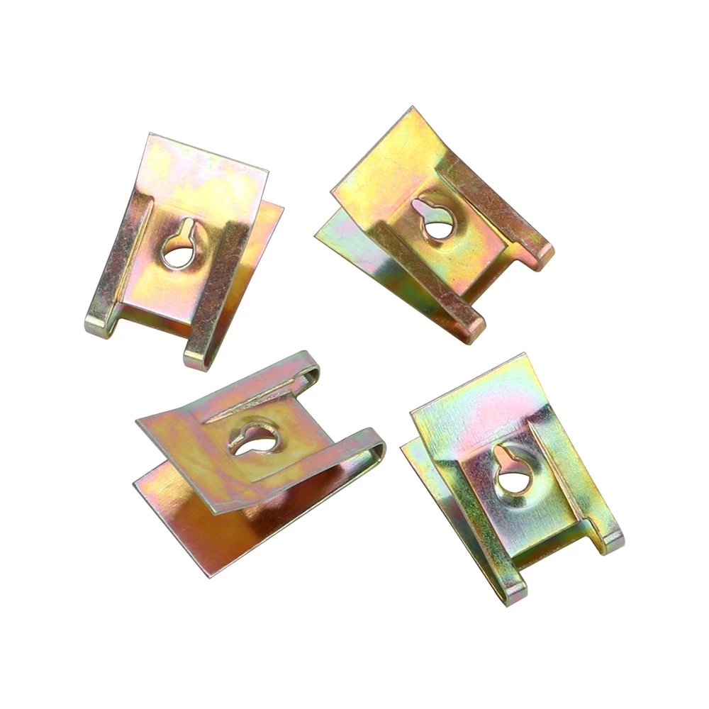 Bronze Tone Spring Metal Clip Auto Fastener Clips Iron Nuts Car Door Panel Spire Screw Base U-Type Clips