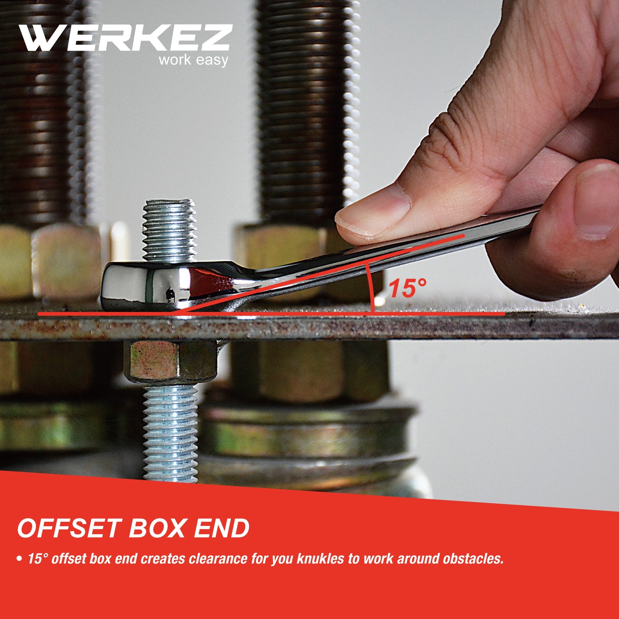 Werkez Professional High Quality 18mm Cr-V Combination Wrench Set Chrome Steel OEM Metric Combination Spanner Wrench Box