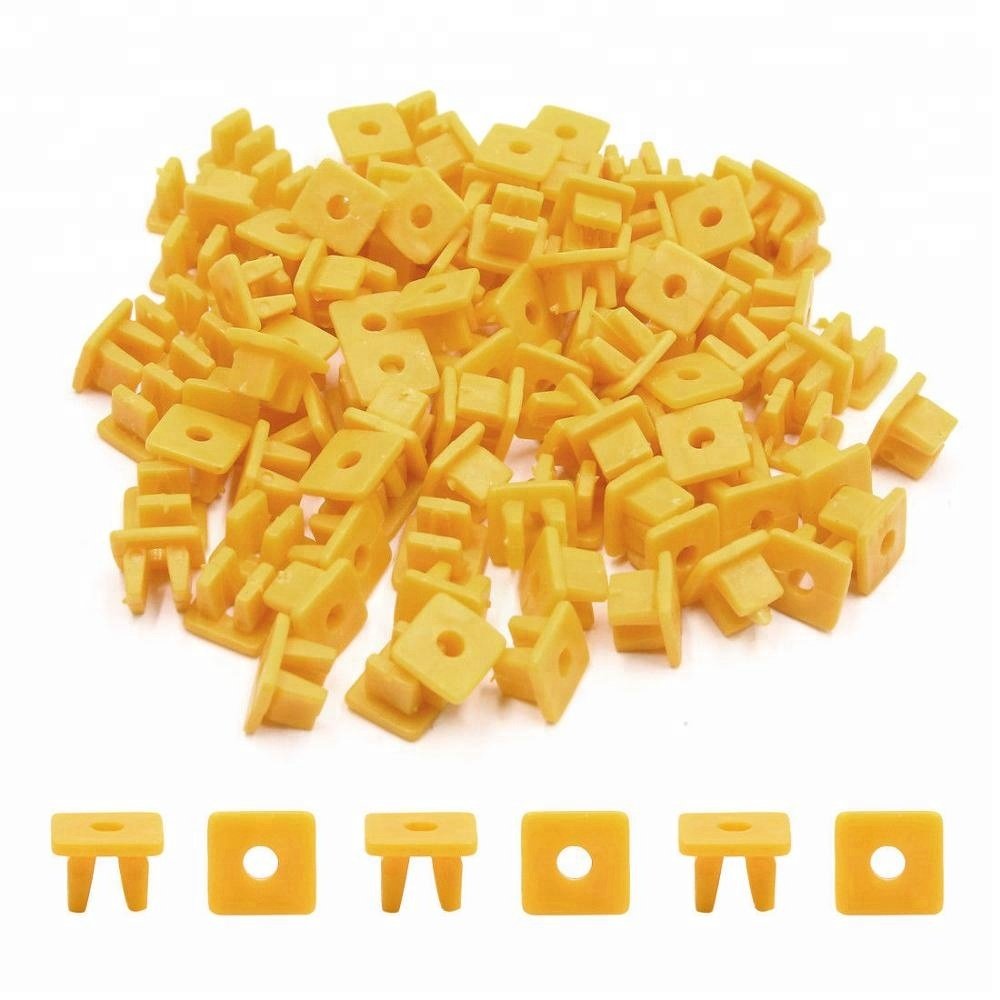100x Universal Auto Screw Size Grommet Nut Clip Fasteners Car Lamps Square Yellow Plastic Fixed Buckle Nuts Clips
