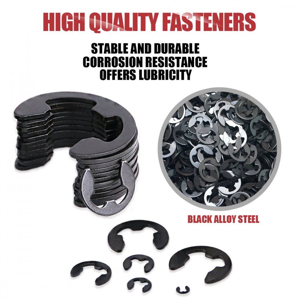 GTYPRO 300Pcs Alloy Steel E Clip Circlip External Retaining Ring 1.5 To 10mm FREE SHIP Use for Auto Parts Fastening