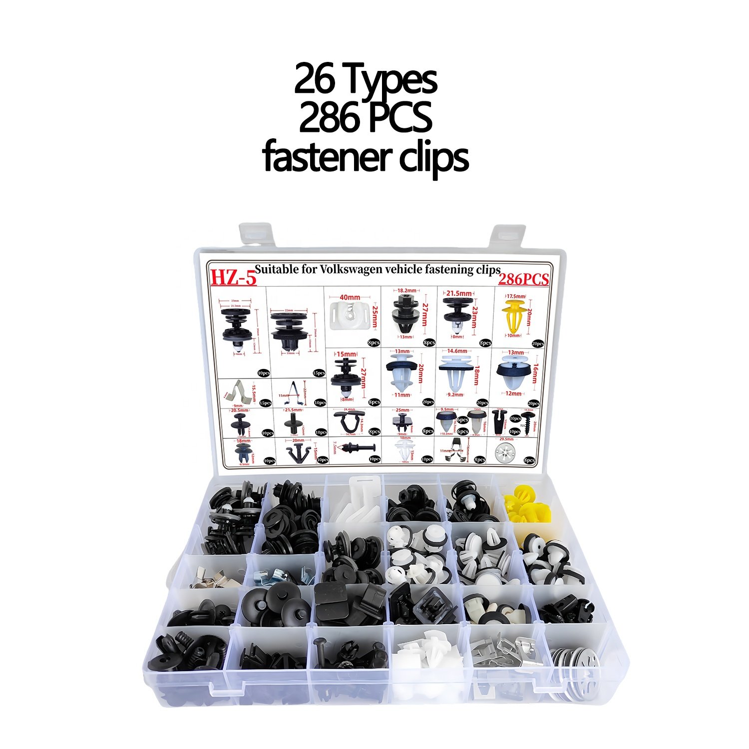 275PCS 27Kinds Car Plastic Fastener Clips Mixed Push Retainer Pin Rivet Bumper Door Trim Panel Clip Set for Benz BMW Audi