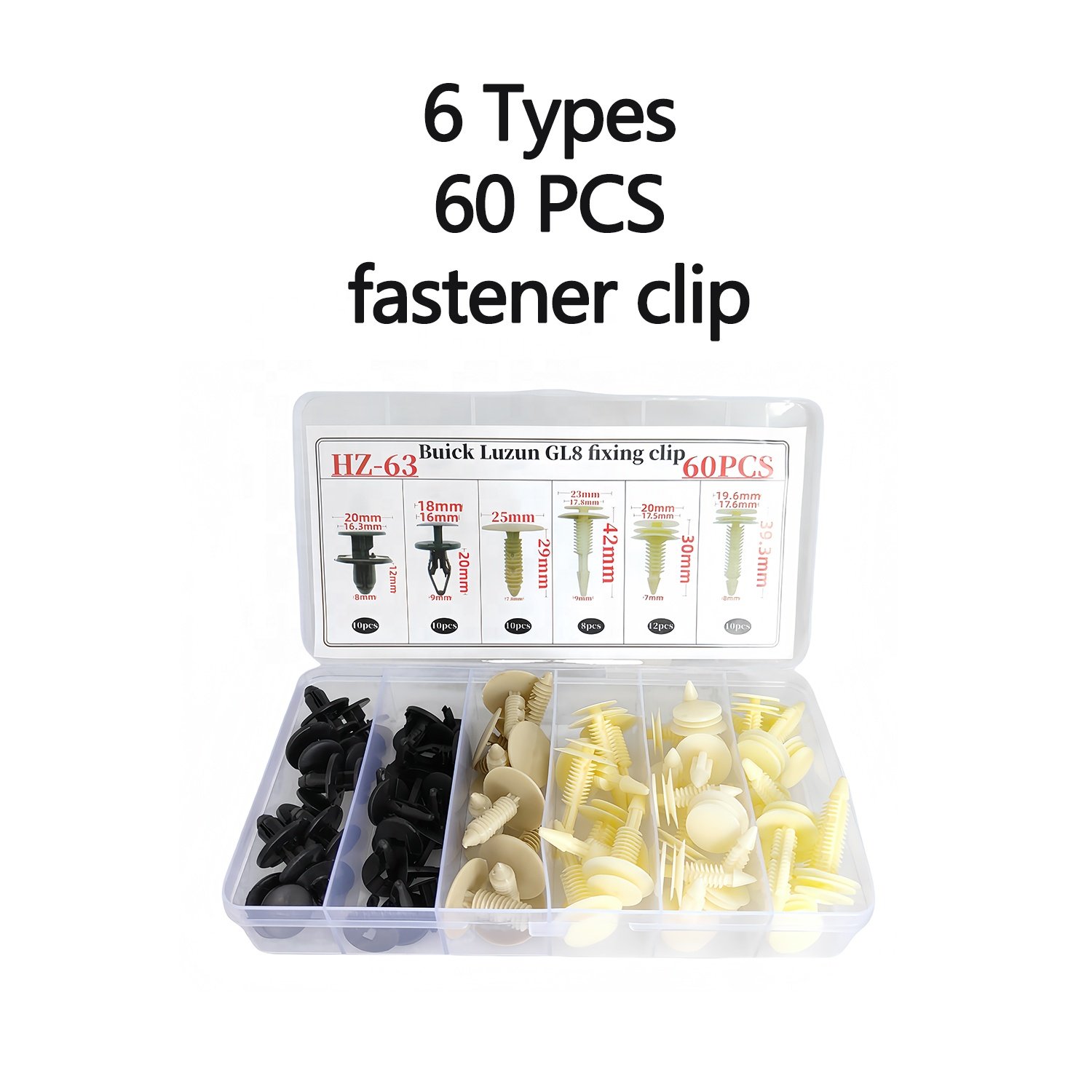 60Pcs 6types car body fastener Push-Type Retainer Clips door panel and interior panel clips sets for Buick