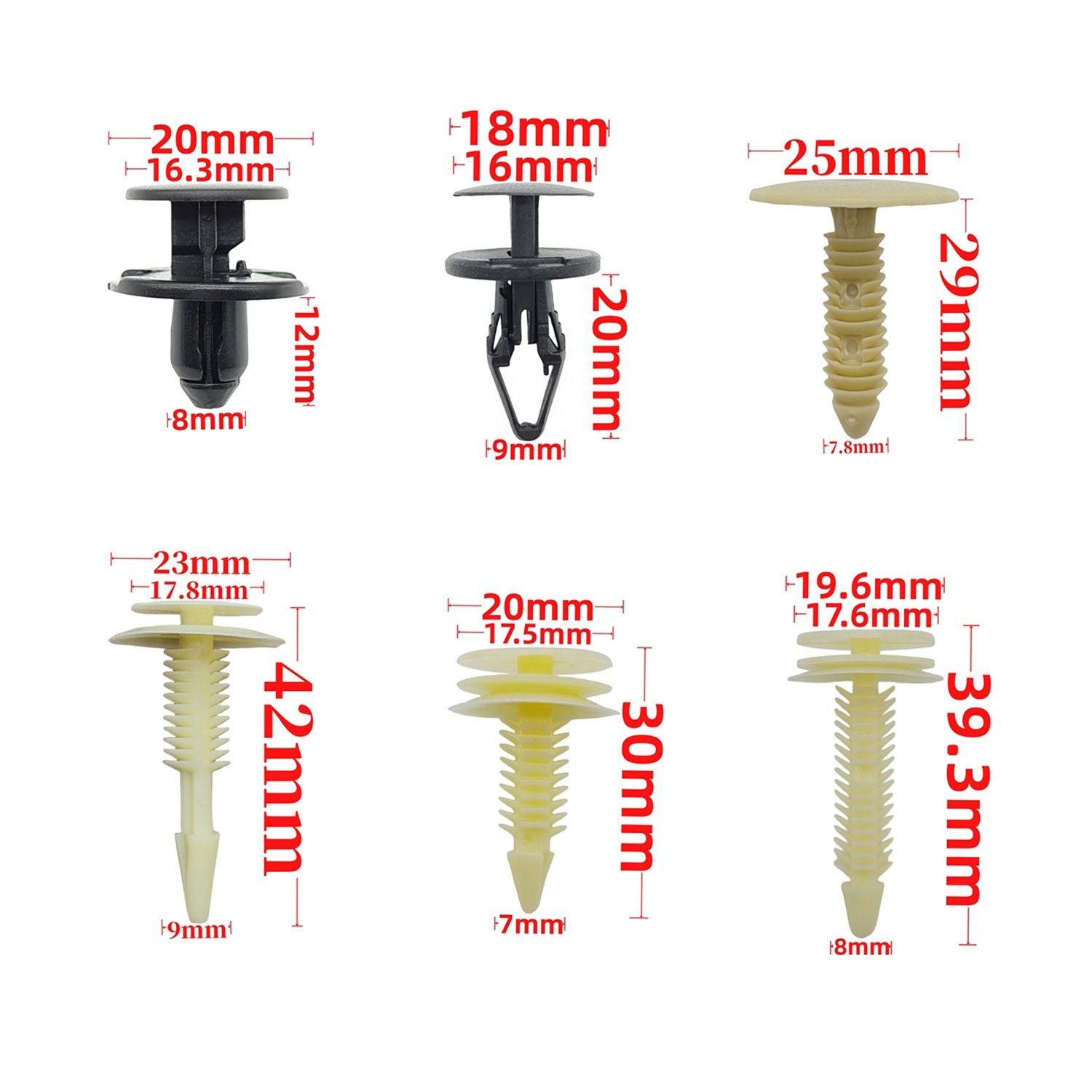 60Pcs 6types car body fastener Push-Type Retainer Clips door panel and interior panel clips sets for Buick