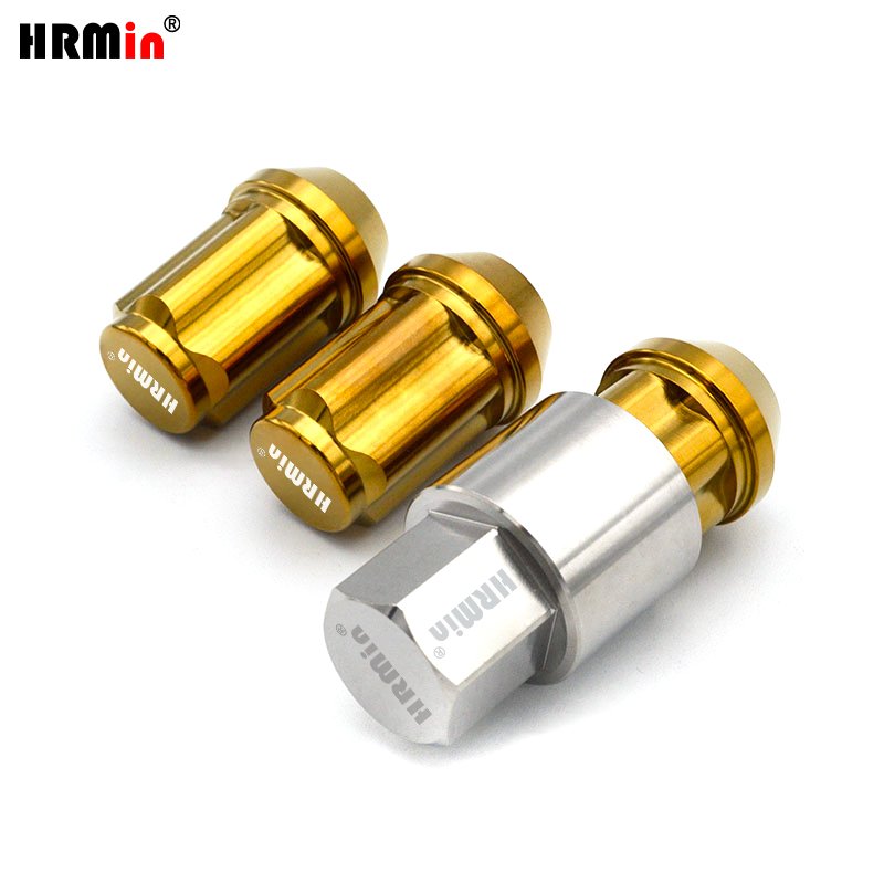 HRMin 10.9 Grade High Quality Gr.5 Titanium Anti-theft 60 Degree Cone Seat Close End Titanium Nut Wheel Nut Lug M14*1.5*35mm