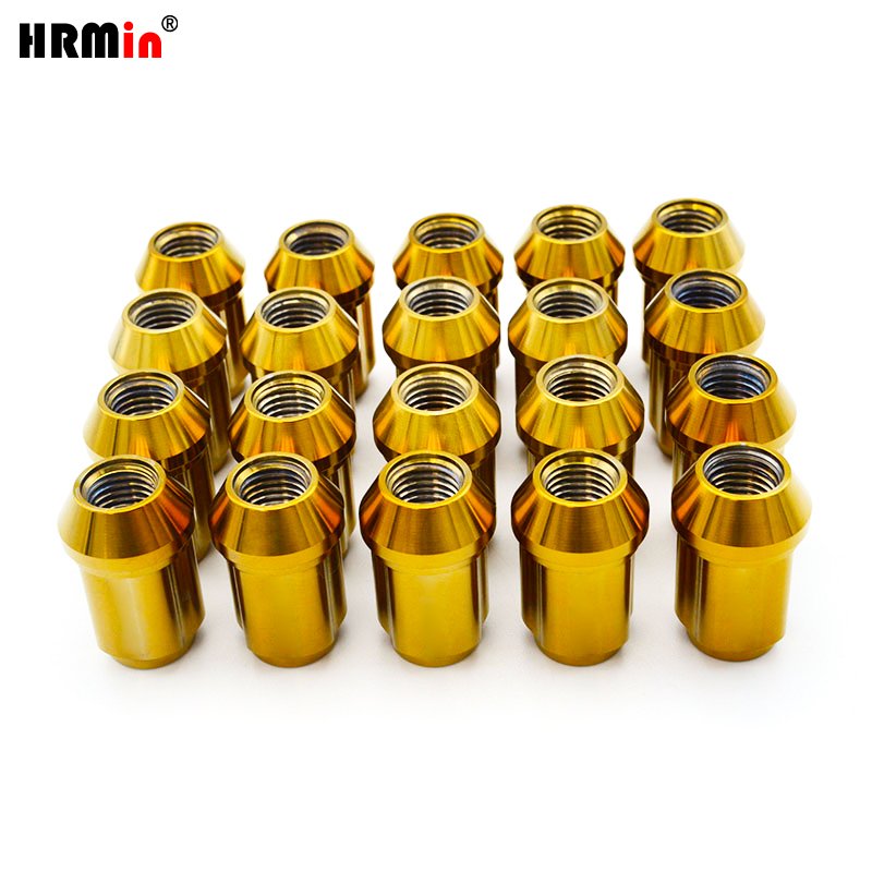 HRMin 10.9 Grade High Quality Gr.5 Titanium Anti-theft 60 Degree Cone Seat Close End Titanium Nut Wheel Nut Lug M14*1.5*35mm
