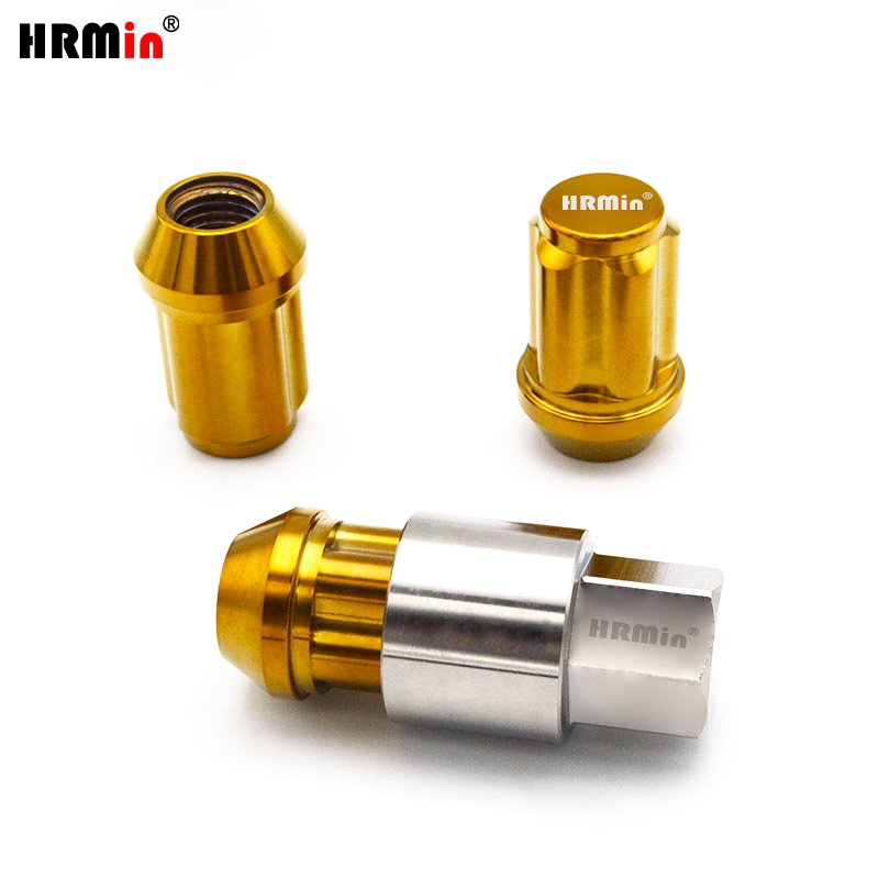 HRMin 10.9 Grade High Quality Gr.5 Titanium Anti-theft 60 Degree Cone Seat Close End Titanium Nut Wheel Nut Lug M14*1.5*35mm