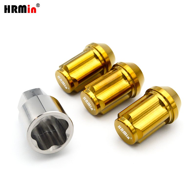 HRMin 10.9 Grade High Quality Gr.5 Titanium Anti-theft 60 Degree Cone Seat Close End Titanium Nut Wheel Nut Lug M14*1.5*35mm