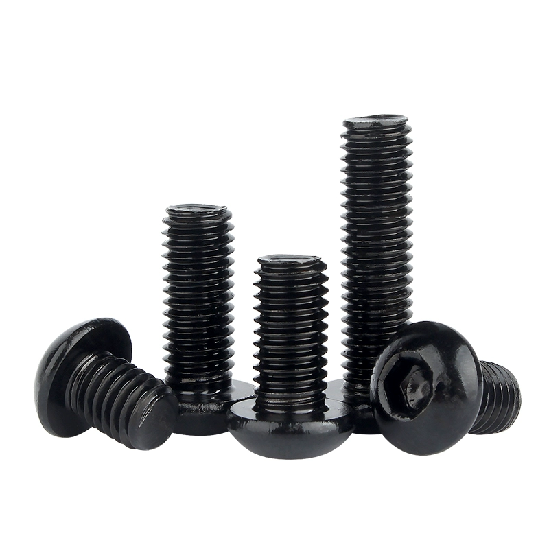 Custom M2 M3 M4 M5 Grade 10.9 Carbon Steel Fastener Black Round Pan Head Hex Hexagon Socket Machine Screw Bolts