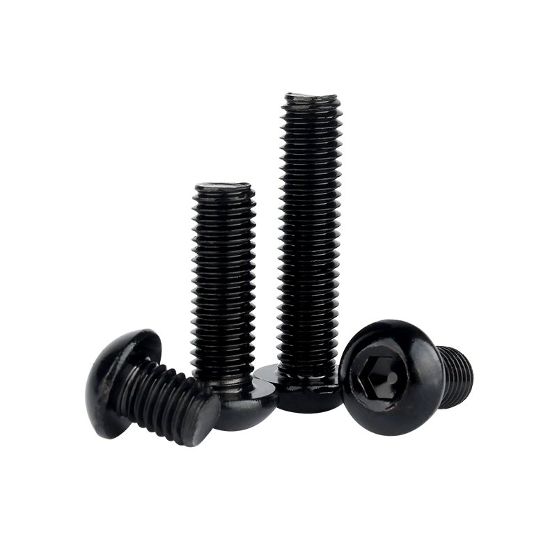 Custom M2 M3 M4 M5 Grade 10.9 Carbon Steel Fastener Black Round Pan Head Hex Hexagon Socket Machine Screw Bolts
