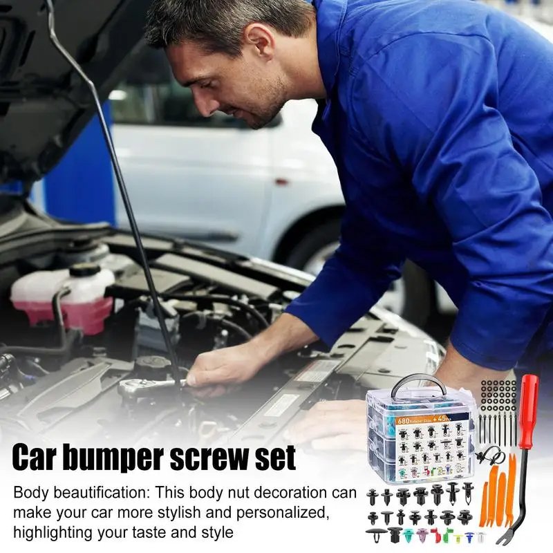 Auto Fastener Clip 725 Pcs Car Fastener Rivet Door Panel Mixed Clip Bumper Clips Disassembly Tools