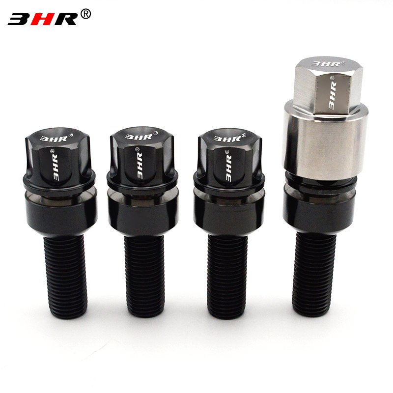3HR Anti- theft Gr5 titanium ball seat black Wheel Bolts Hub Auto Wheel Bolt Stud for Porsche M14X1.5*30/35mm