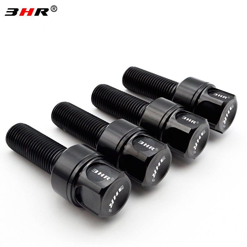 3HR Anti- theft Gr5 titanium ball seat black Wheel Bolts Hub Auto Wheel Bolt Stud for Porsche M14X1.5*30/35mm