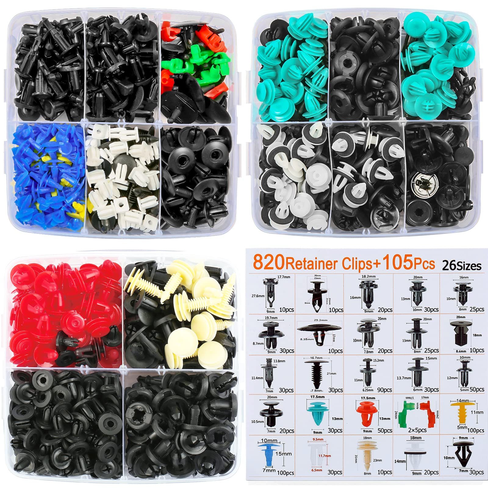 925pcs Auto Fastener & Clip Car Plastic Push Retainer Door Panel Trim Clips & Auto Body Bumper Rivet Fasteners Fender OEM