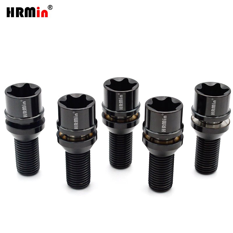 Black Color Torx Socket Floating 60 Degree Cone Seat Gr.5 Titanium Alloy Ti-6Al-4V Auto Wheel Hub Bolt M14x1.5 with Titanium Key