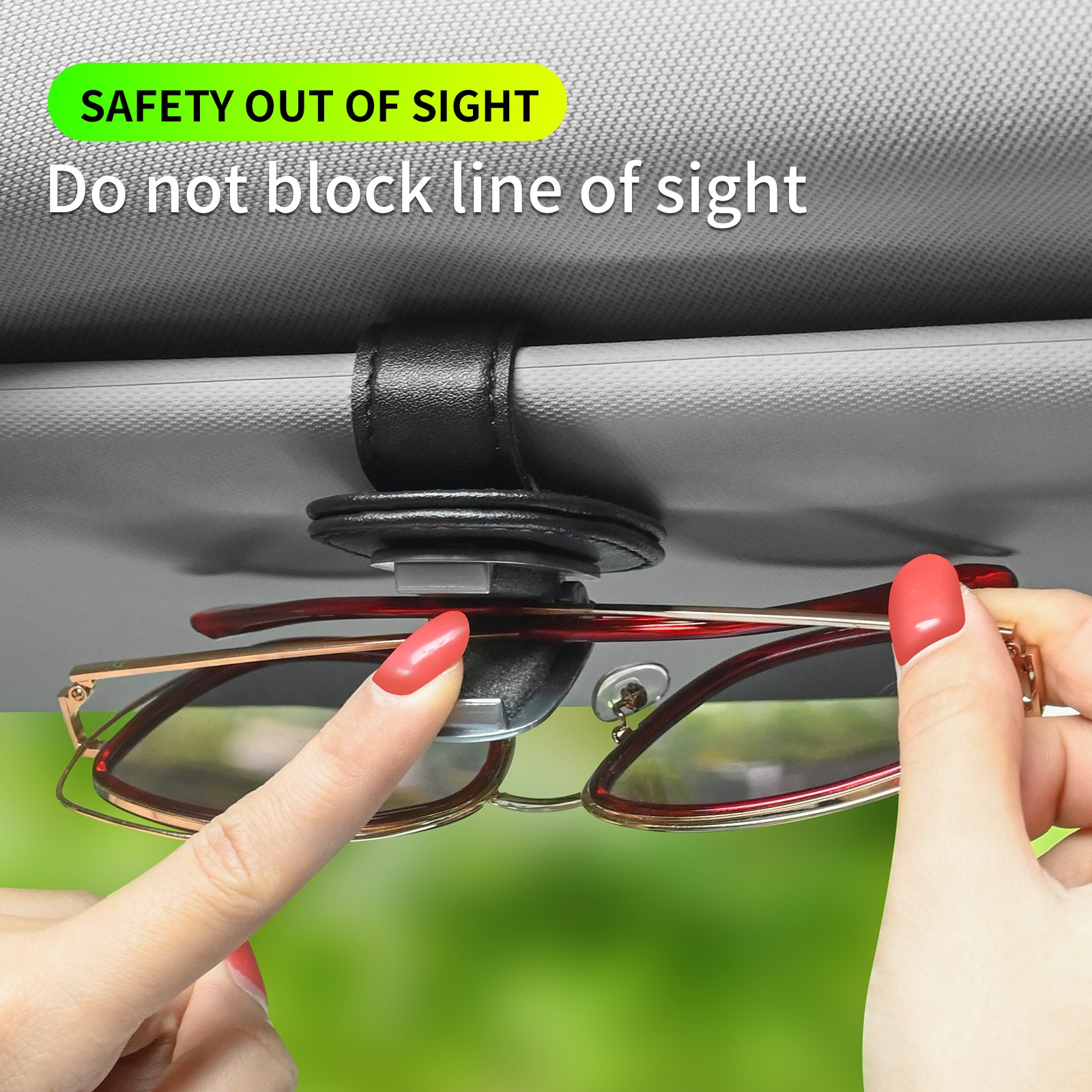 Sunglasses Eyeglasses Glasses Holder Auto Fastener Ticket Clip Auto Car Accessories Leather Car Glasses Holder