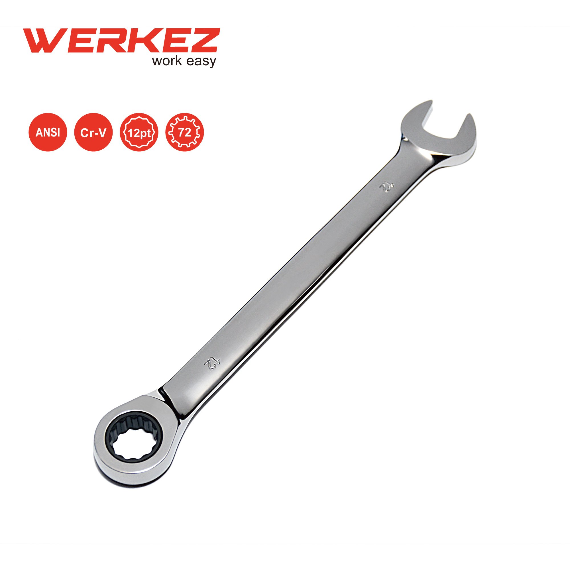 Practical 72-Tooth Cr-V 13mm Ratcheting Combination Wrench Set OEM Steel Spanner Chrome Finish Industrial DIY Metric Measurement