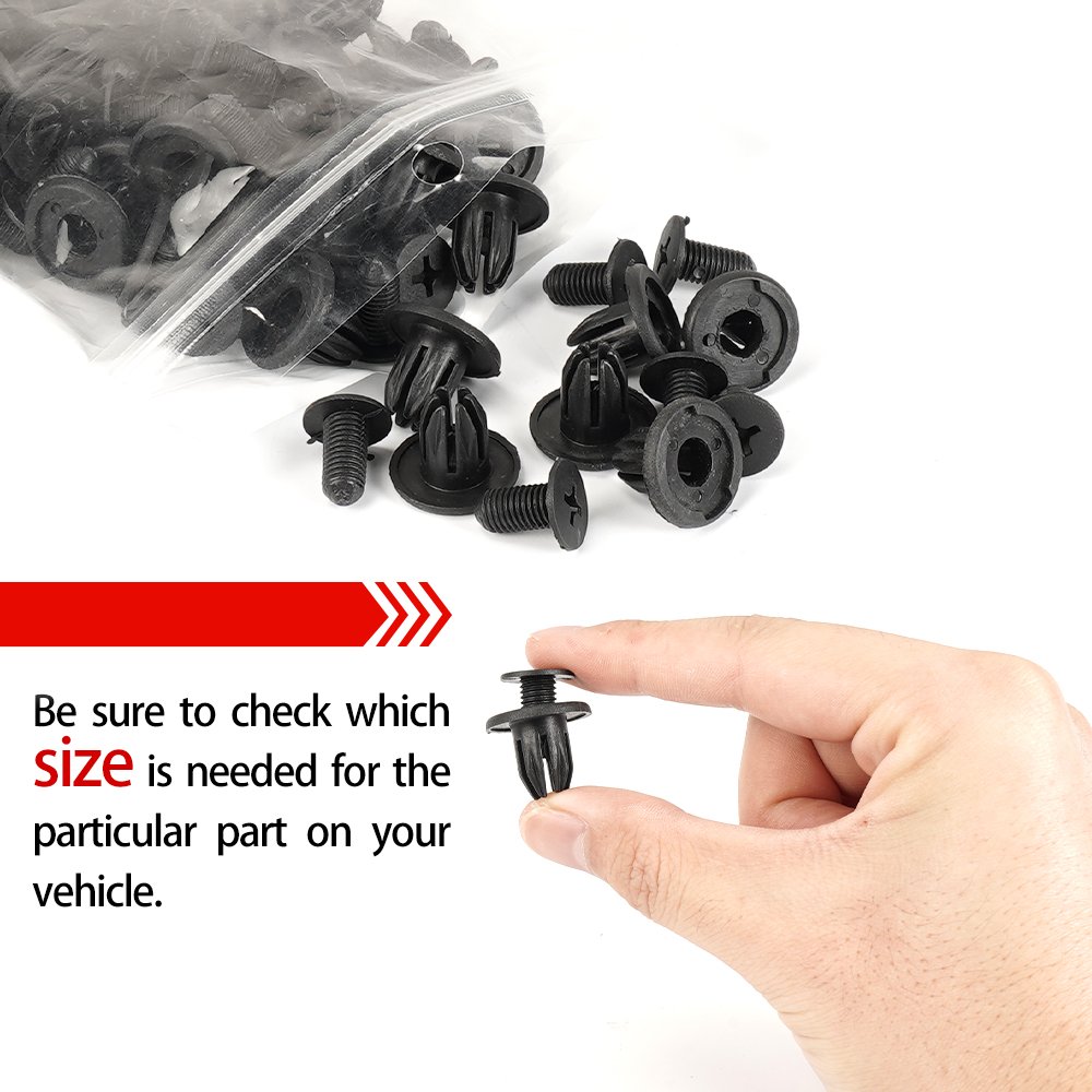 100 Pieces Per Bag 8 mm Auto Retainer Bumper Fastener Plastic Car Clips for Hoda
